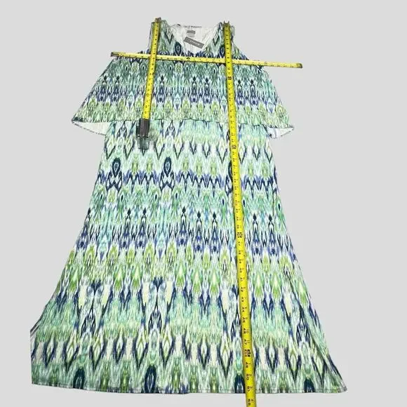 NWT Chico's Maxi Dress Size 3 US XL 16/18 Ikat Popover Regatta Blue Green Travel - Picture 9 of 15